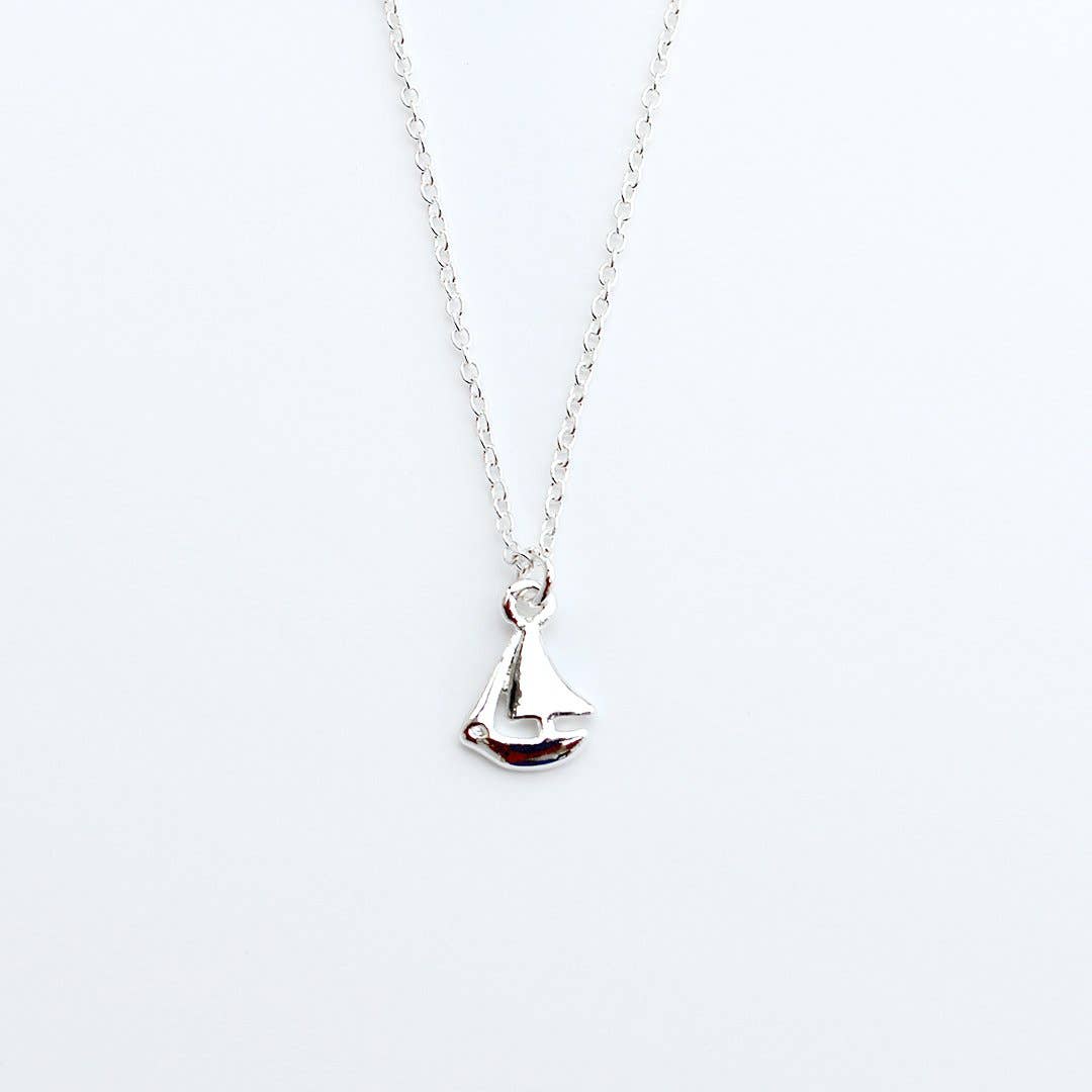 Grad Necklace - Smooth Sails - Silver Boat