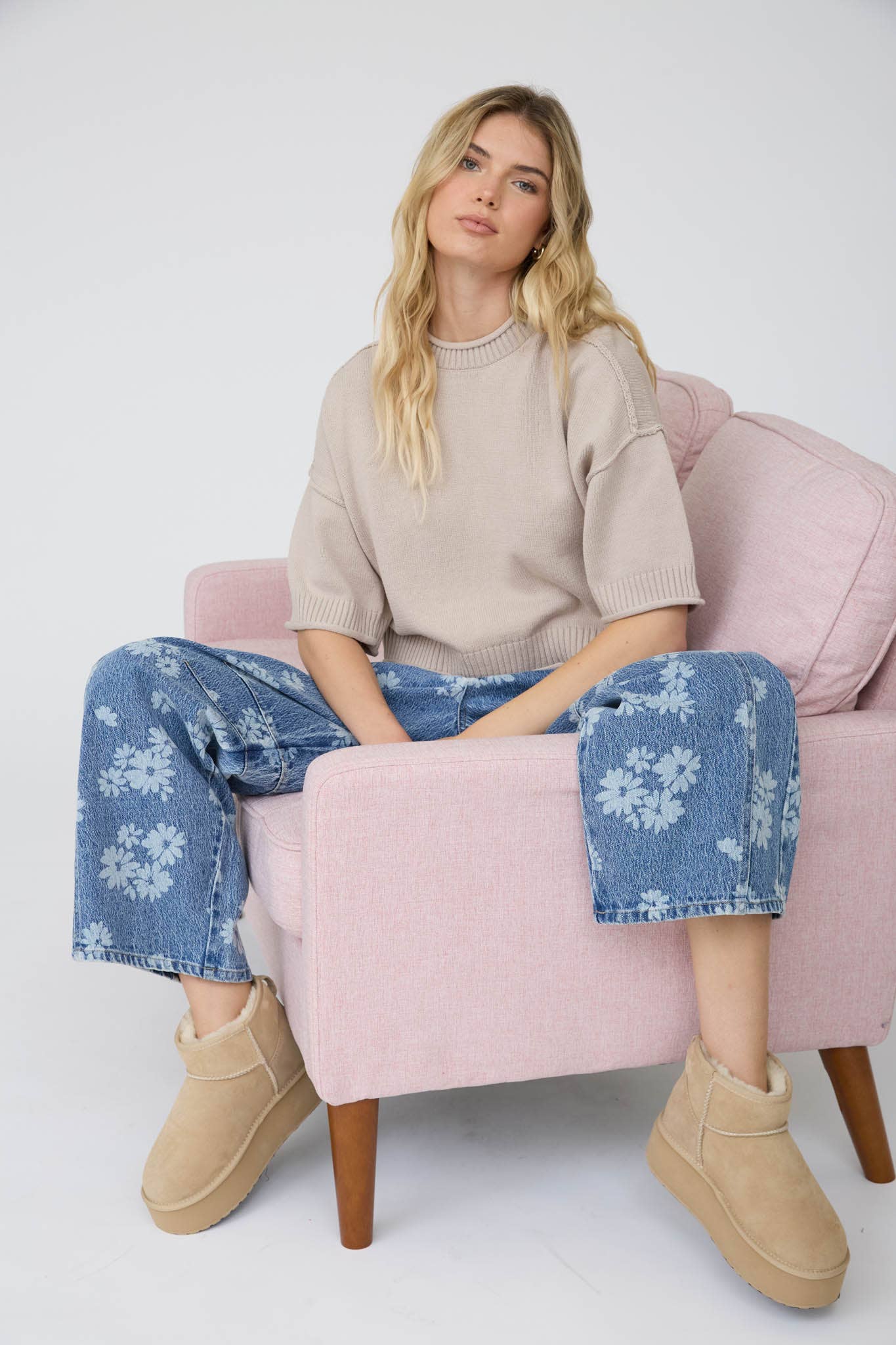 Short Sleeve Sweater - Oatmeal