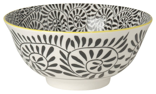 Black Vines Stamped Bowl 6 inch