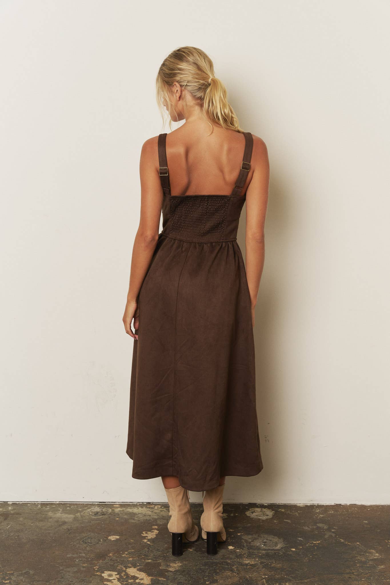 Faux Suede Midi Dress