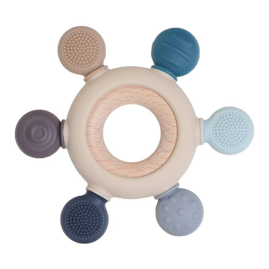Silicone/ Wood Teether - Blue