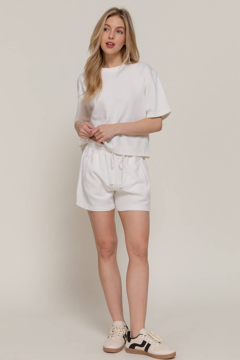 Short Sleeve Jersey Top - White