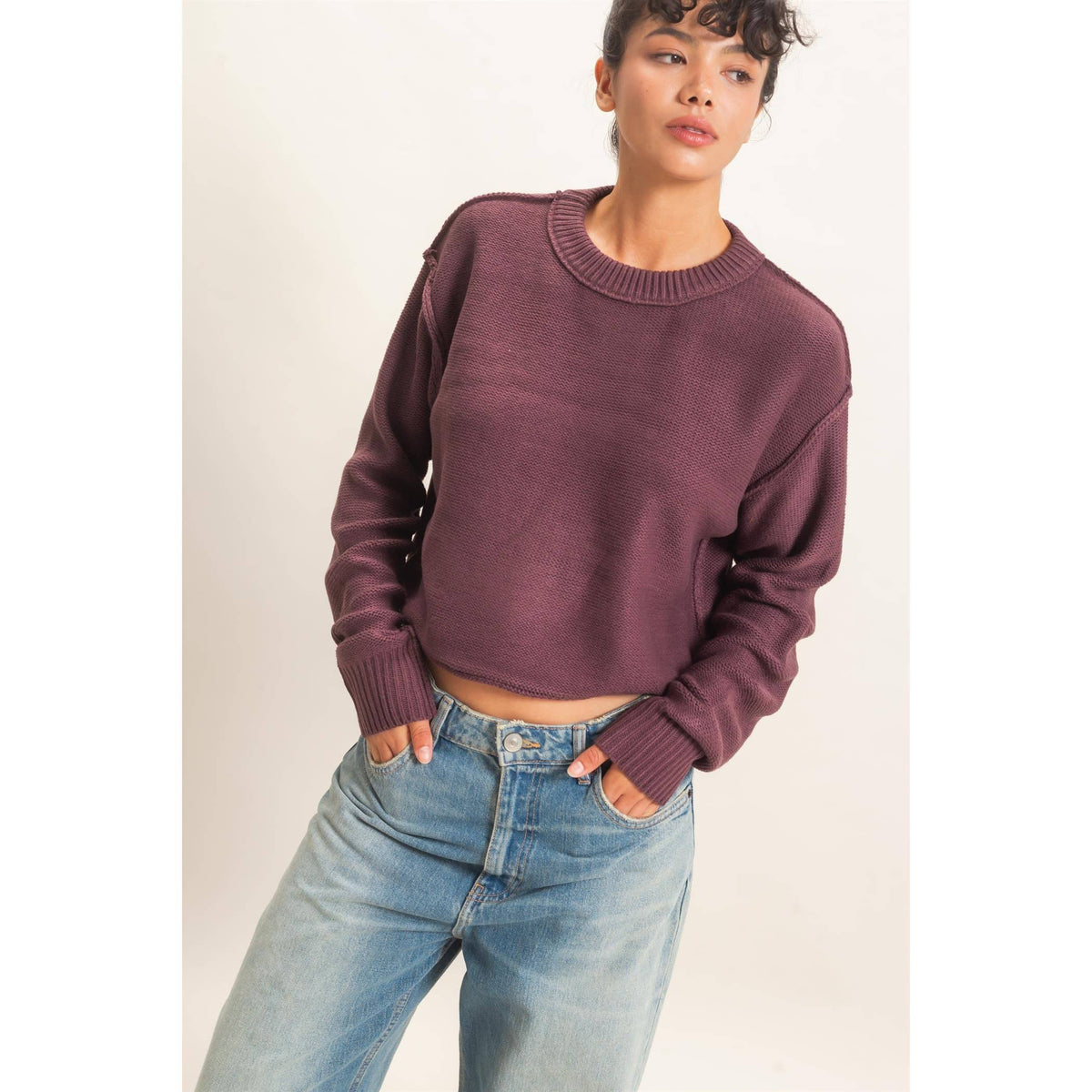 Seam Detail Oversized Sweater - Cocoa