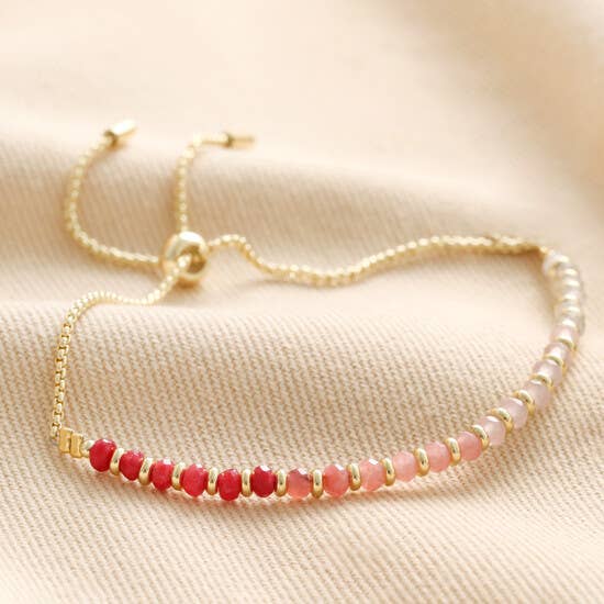 Pink Adjustable Ombre Stone Bracelet