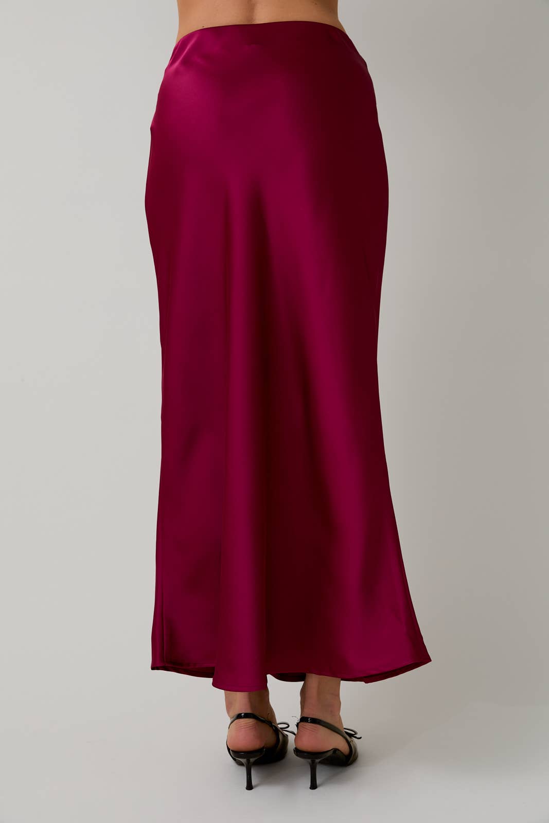 Satin Midi Skirt - Cranberry
