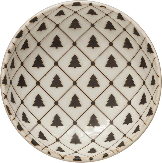 Stoneware Dish with Tree Pattern