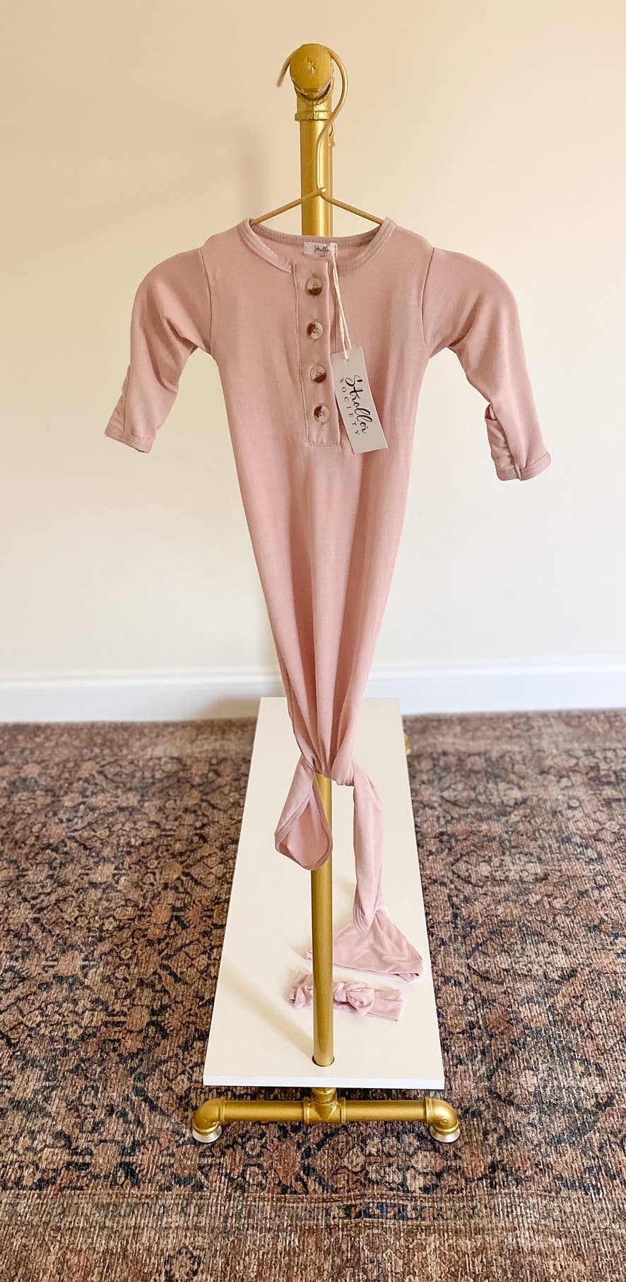 Knotted Baby Gown -  Dusty Rose