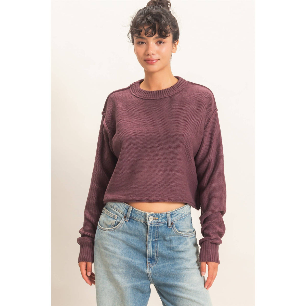 Seam Detail Oversized Sweater - Cocoa