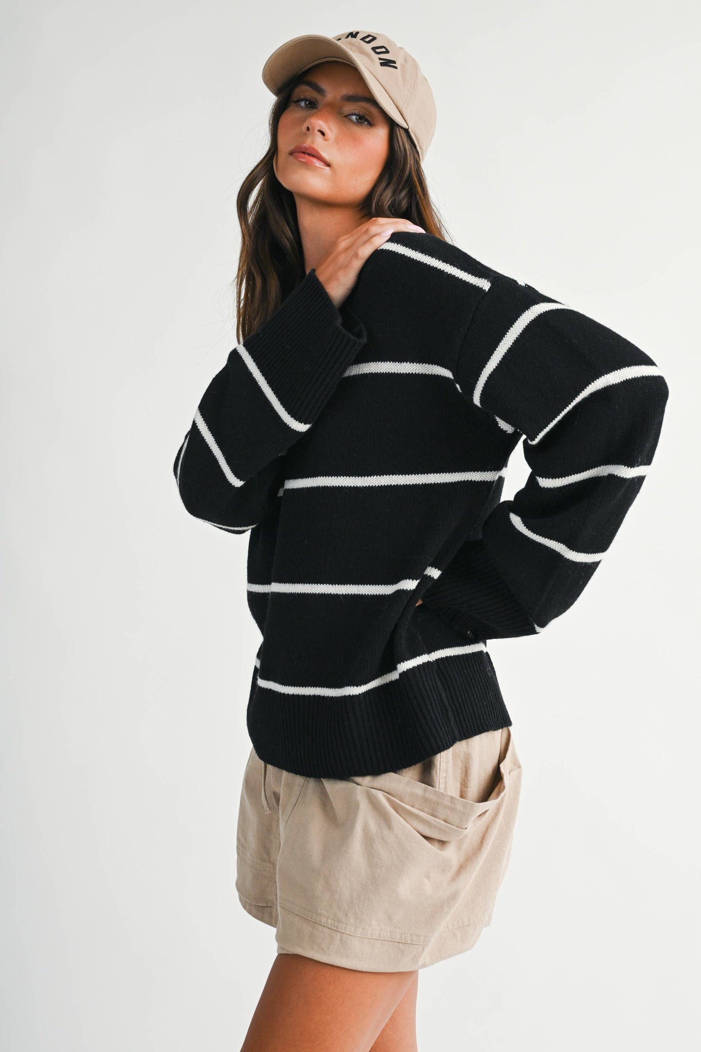 Relaxed Stripe Side Slit Sweater