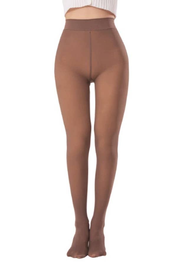 Fleece tights - chocolate