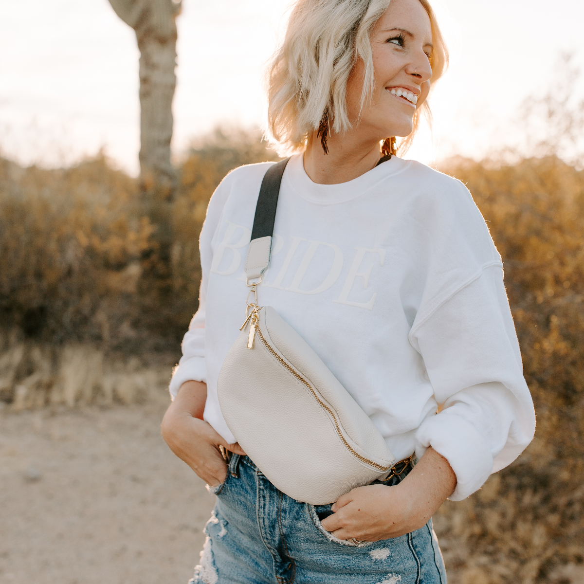 Leather Crossbody - Ivory