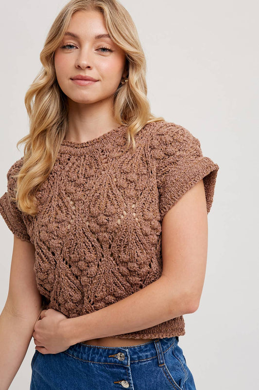 Short Sleeve Sweater - Mocha