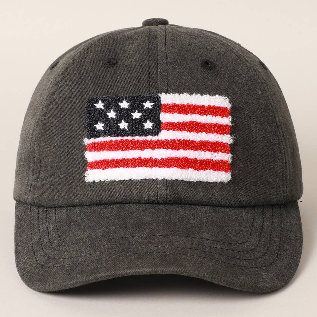 American Flag Chenille Patch Baseball Hat