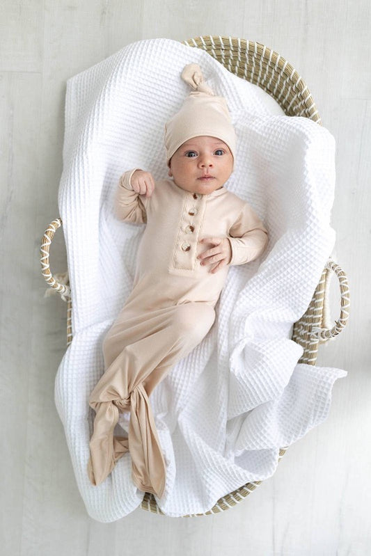 Knotted Baby Gown - Sand