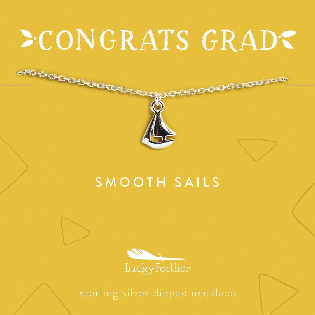 Grad Necklace - Smooth Sails - Silver Boat