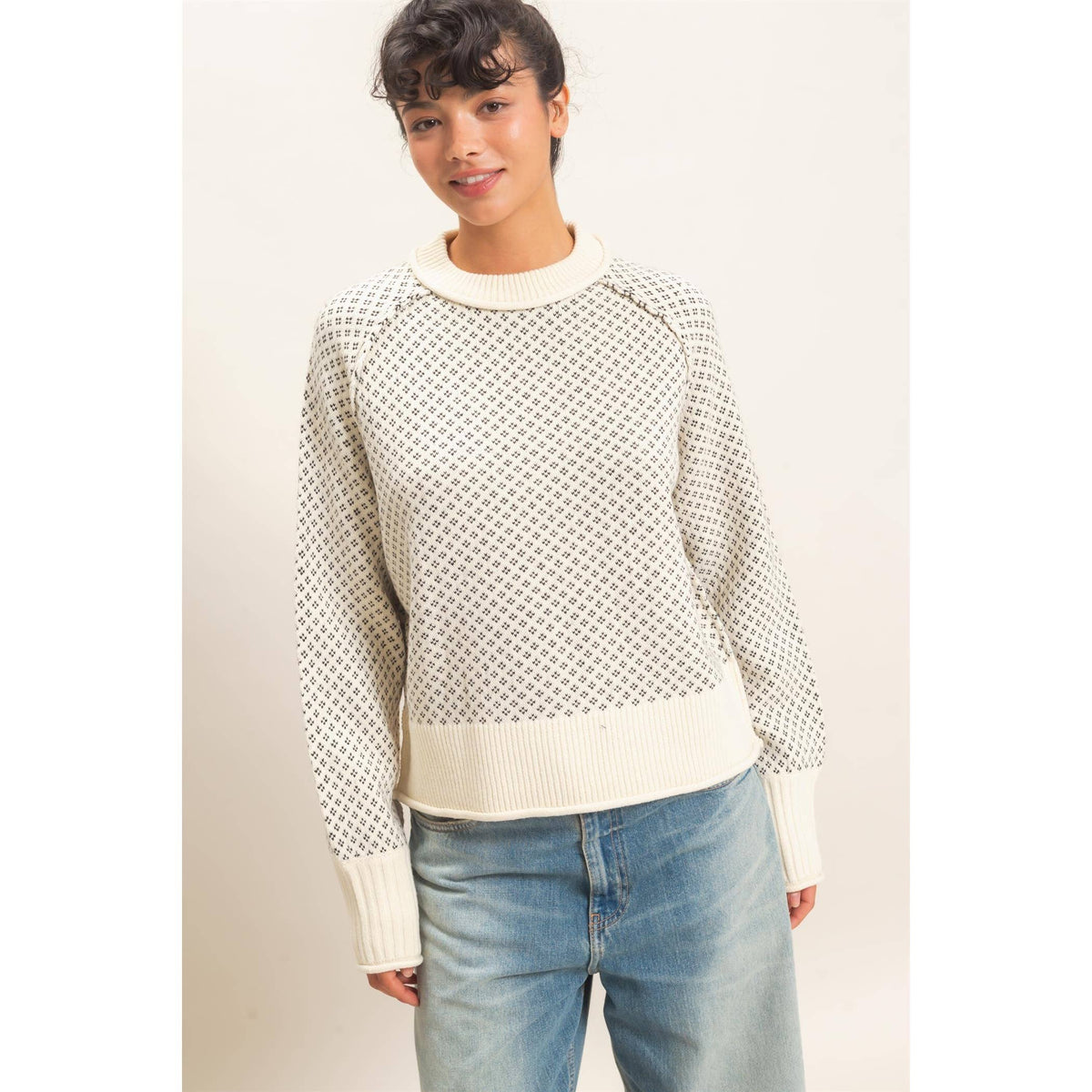 Patterned Sweater -Cream