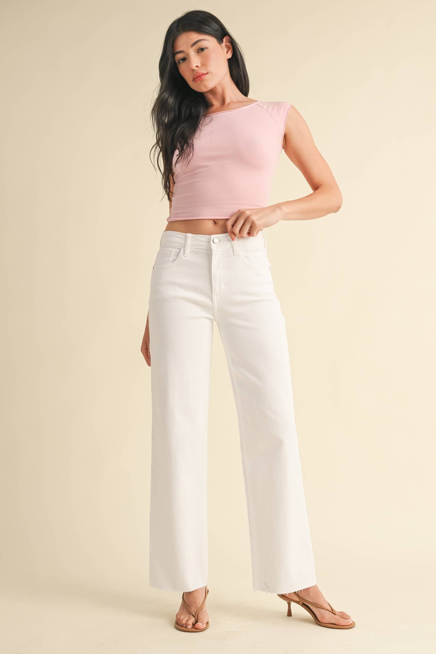 Slim Palazzo w/ Scissor Cut - White