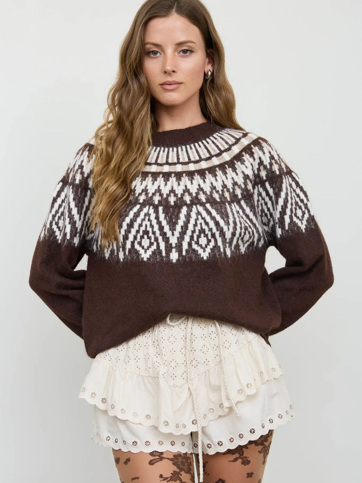 Faire Isle Pullover - Brown