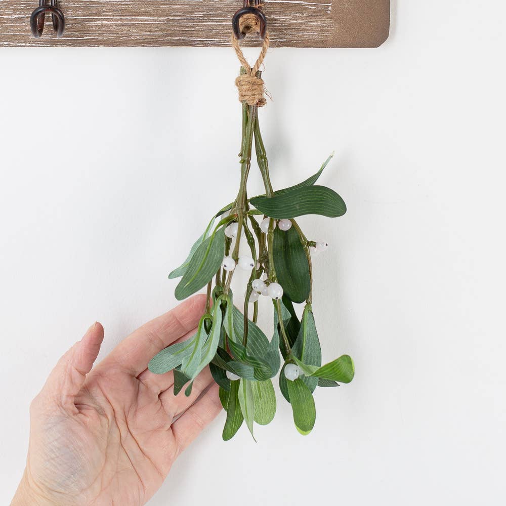 8"  Artificial Mistletoe with Jute Hanger