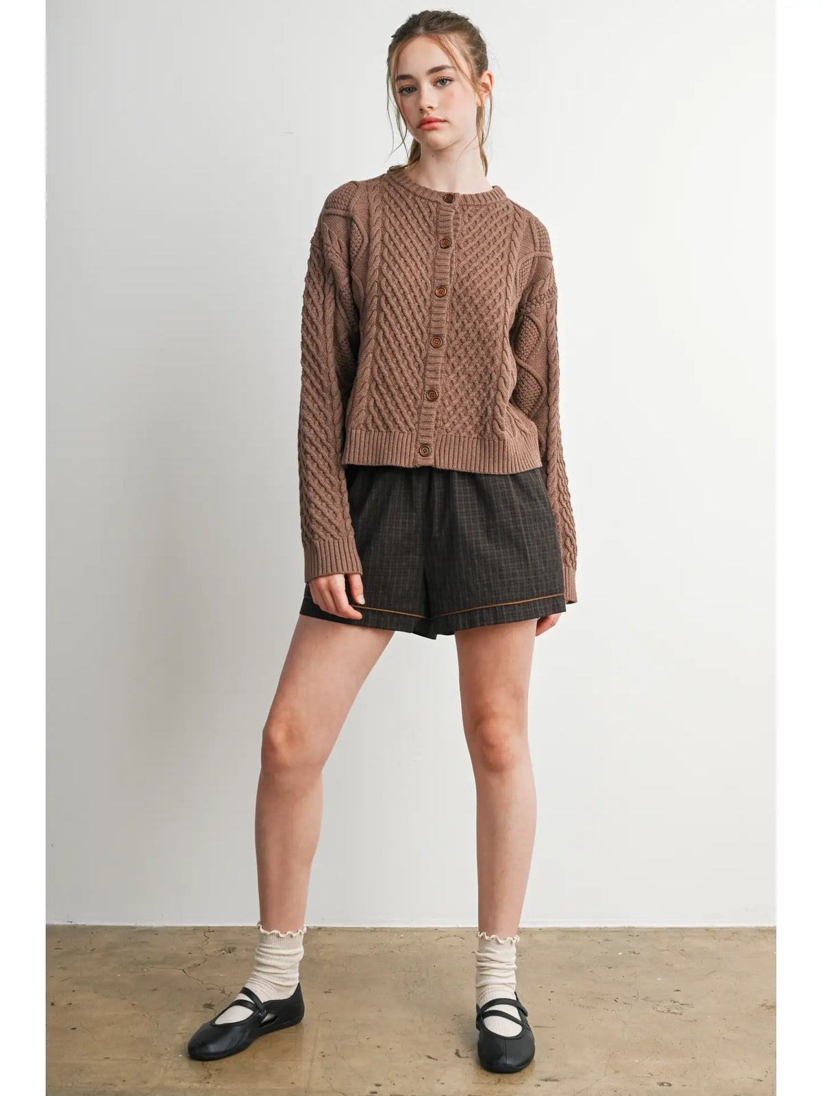 Cable Knit Cardigan - Mocha