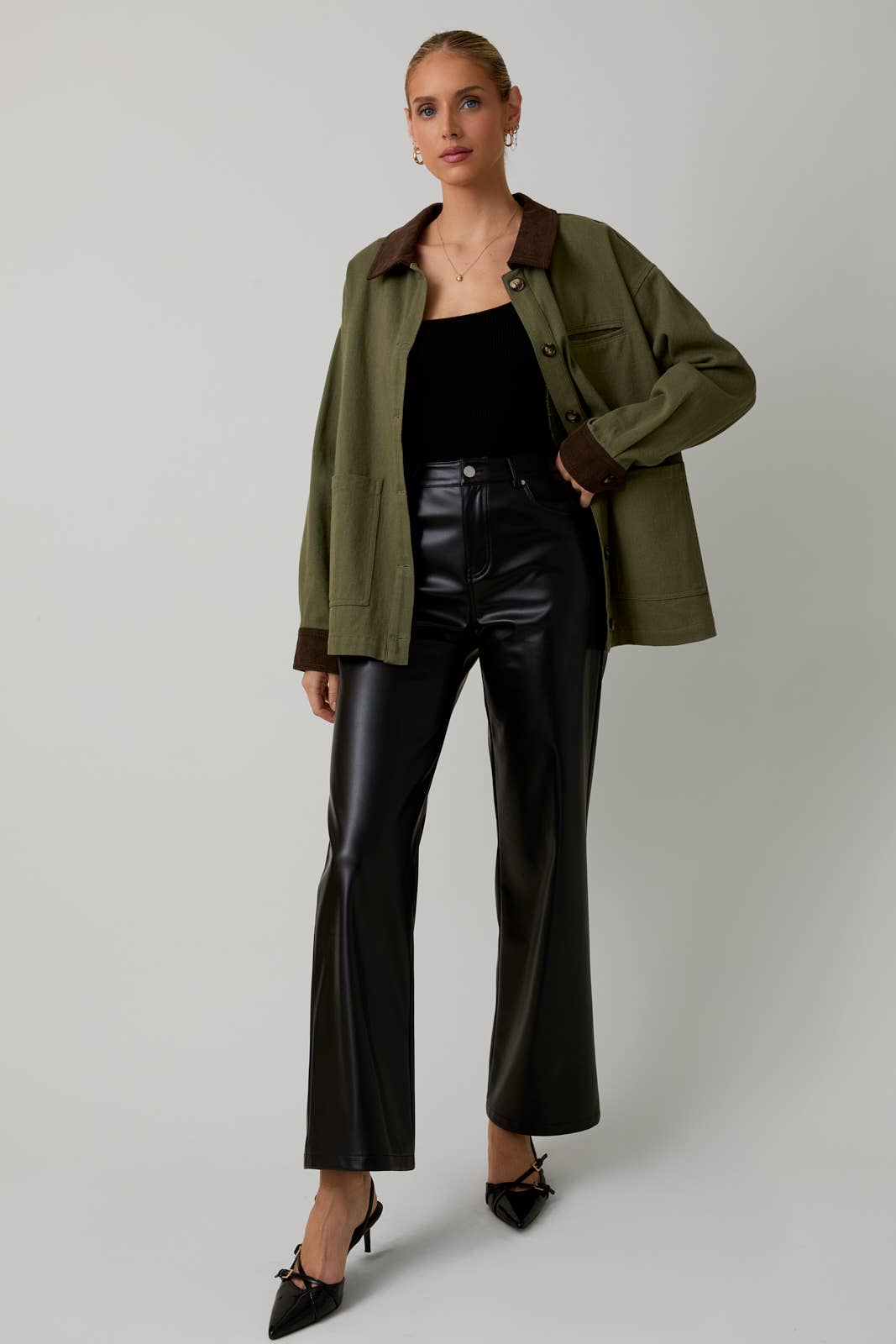 Button-down Barn Coat - Olive
