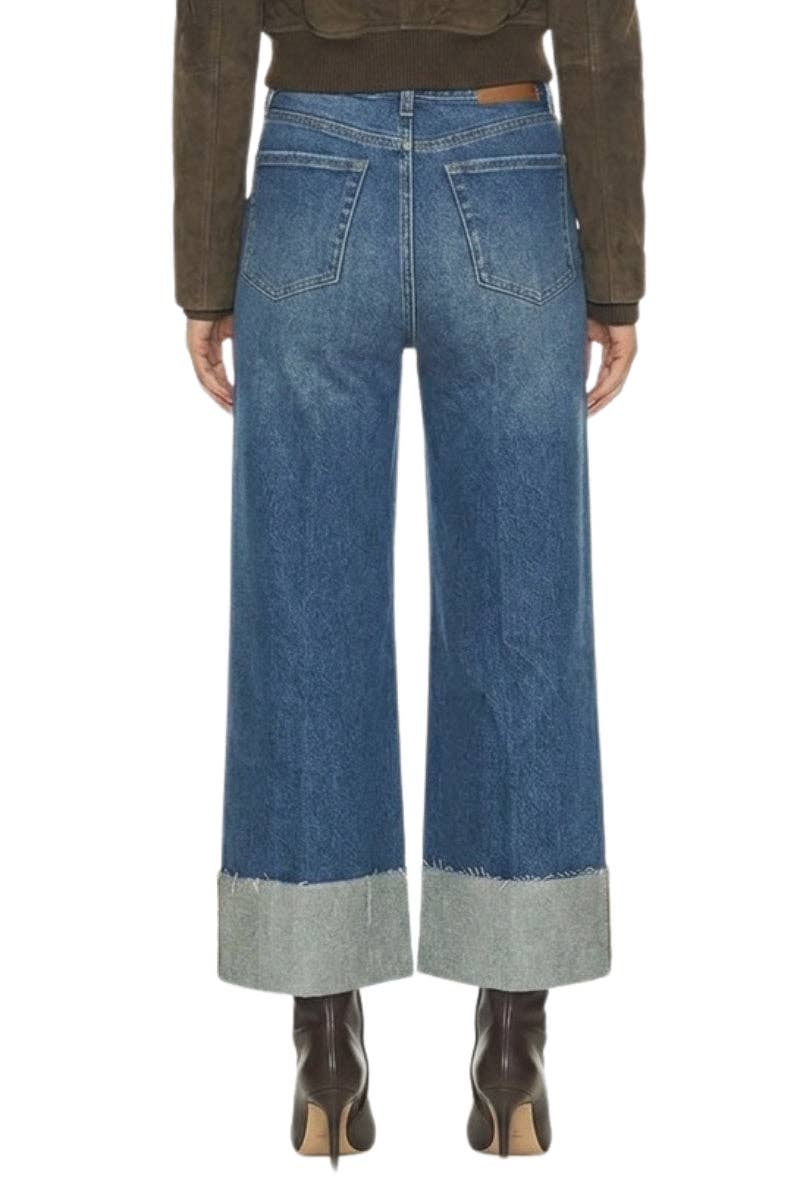Wide Leg Crop Cuffed Jean