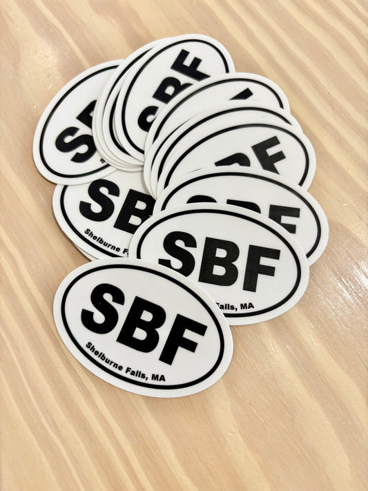 Shelburne Falls, MA Oval Bumper Sticker, Vinyl Decal