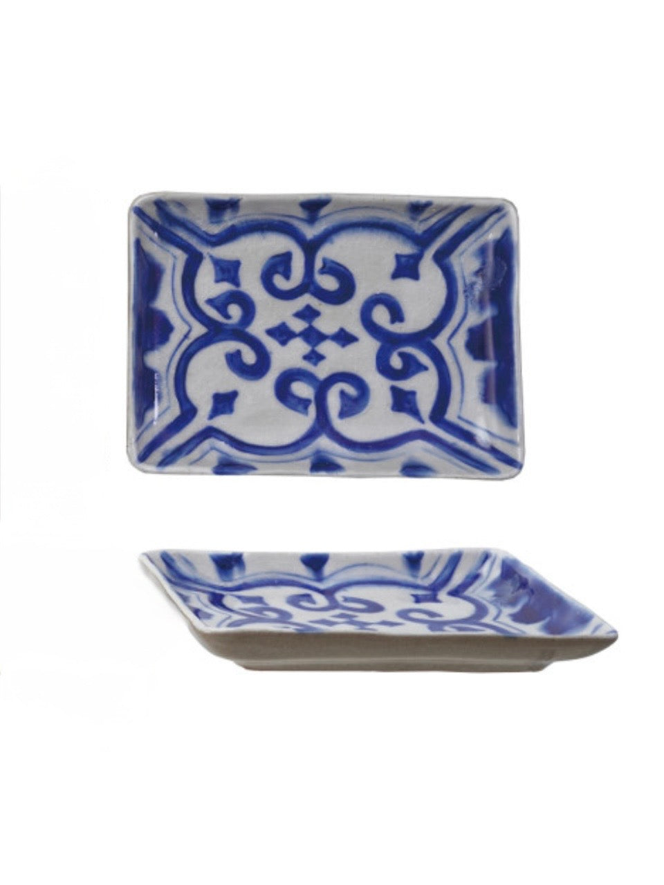 Hand-Painted Stoneware Plate with Pattern, 4 Styles