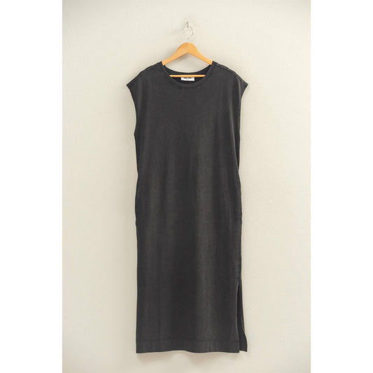 Cap Sleeve Midi Dress - Black