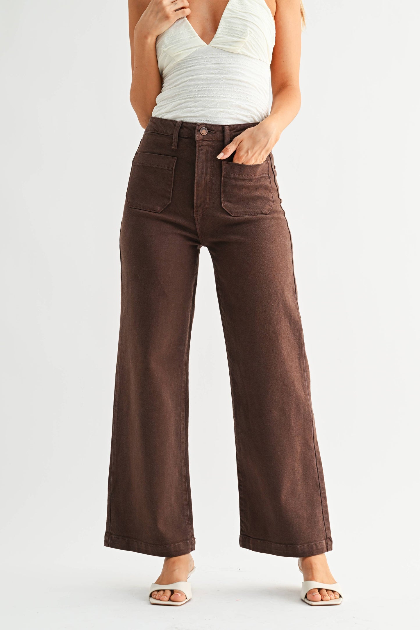 Patch Pocket Wide Leg - Dark Brown