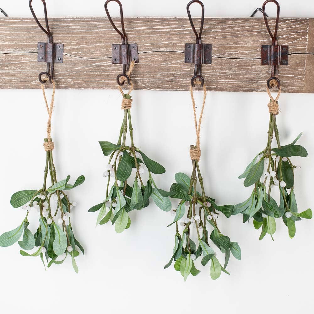 8"  Artificial Mistletoe with Jute Hanger