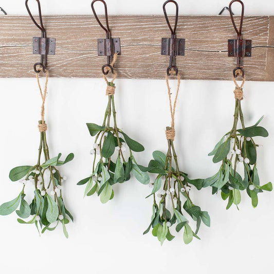 8"  Artificial Mistletoe with Jute Hanger