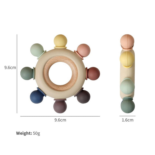 Silicone/ Wood Teether - Rainbow