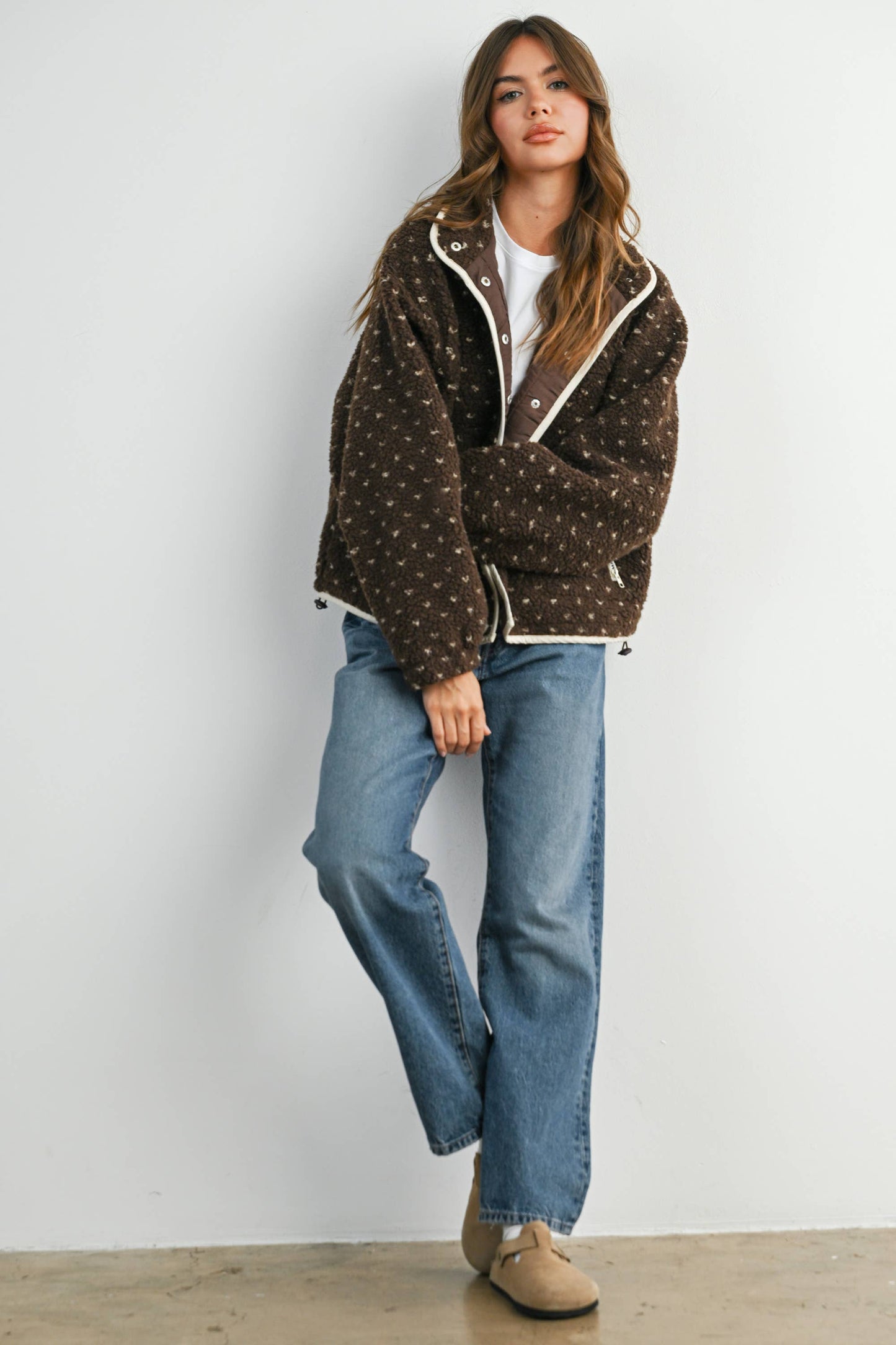 High Pile Fleece Jacket - Brown/Taupe