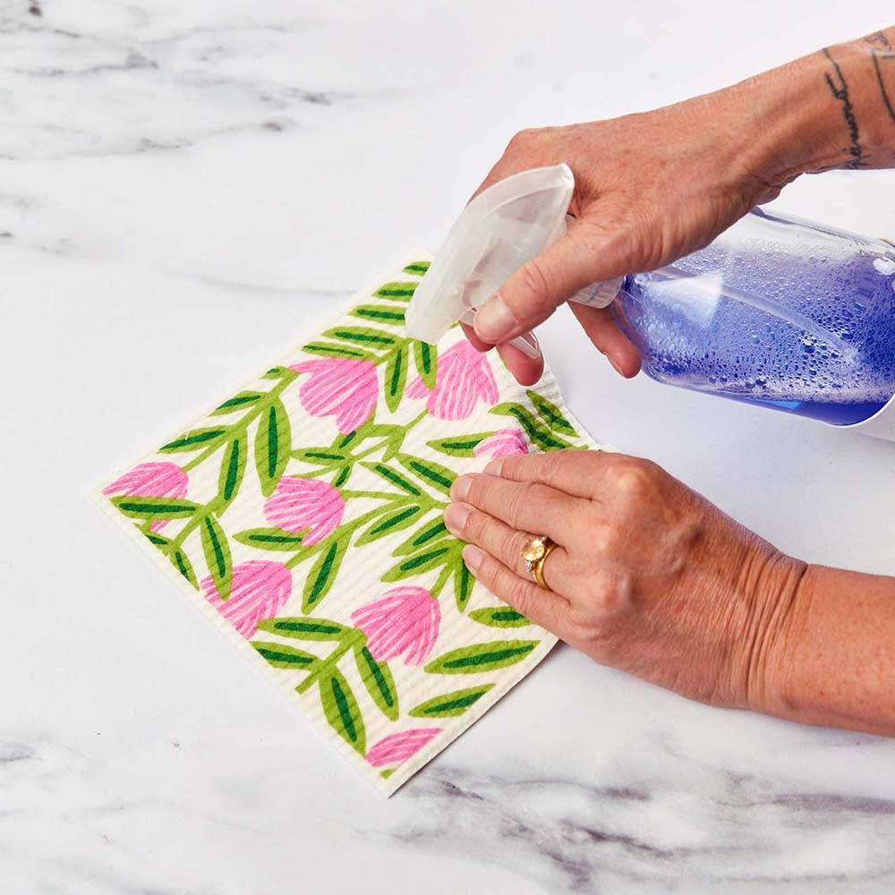 Poppy/ Papaver blu Cloths Reusable Sponge-Cloth, Set of 2