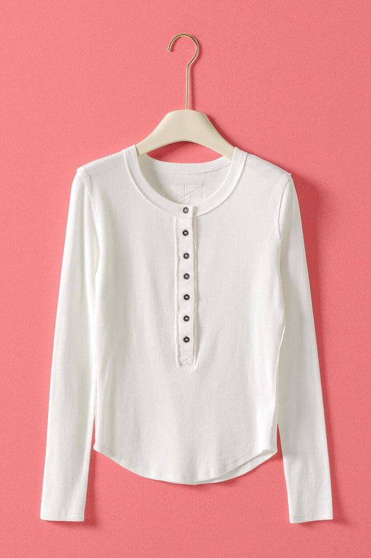 Long Sleeve Henley - Ivory