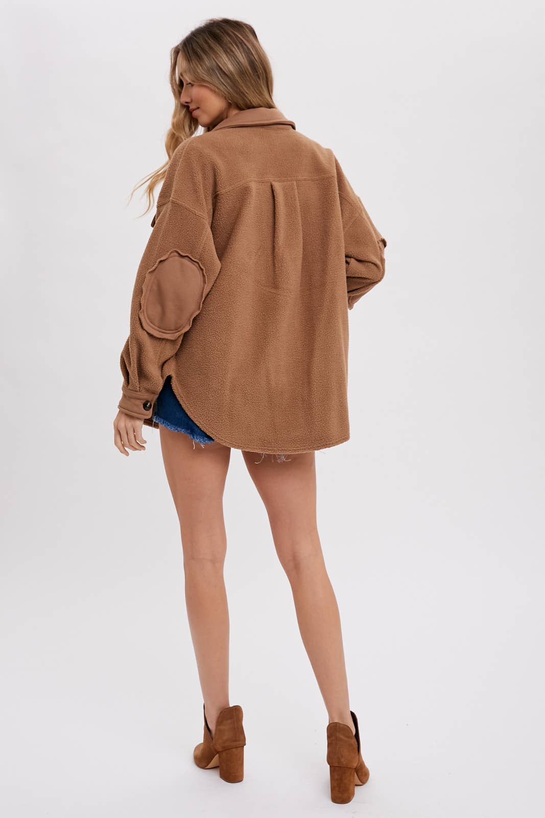 Button Front Fleece Jacket - Latte