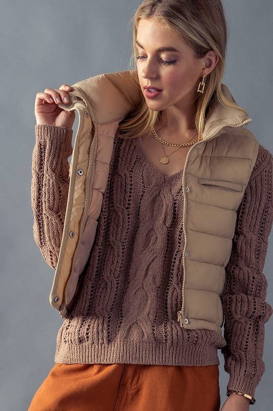 Stripe Quilted  Vest