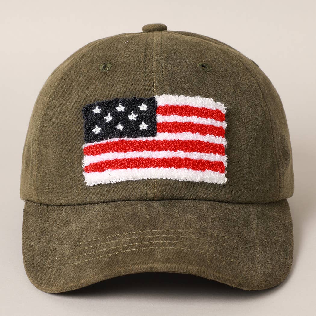 American Flag Chenille Patch Baseball Hat