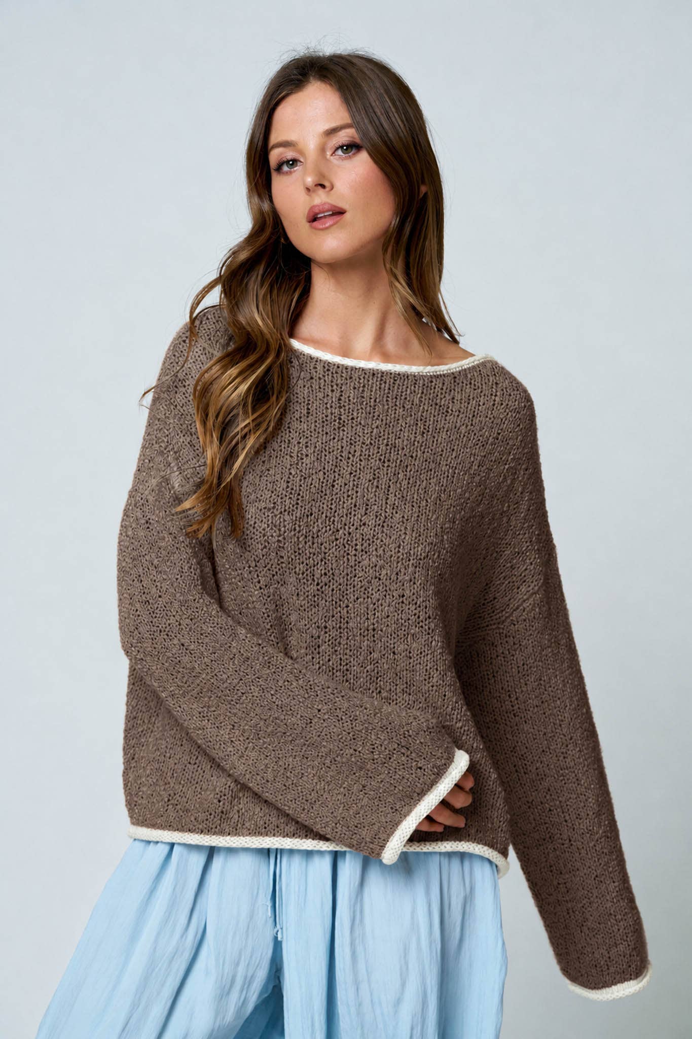 Boat Neck Knit Sweater