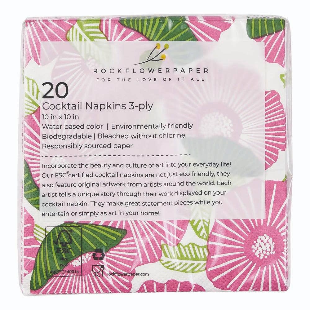 Poppy Papaver Paper Napkins, pack of 20