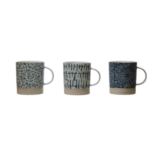 Hand-Stamped Stoneware Mug - 3 Styles