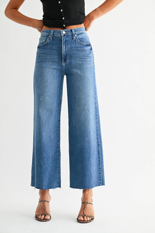 High Rise Scissor Cut Wide Leg - Medium Denim