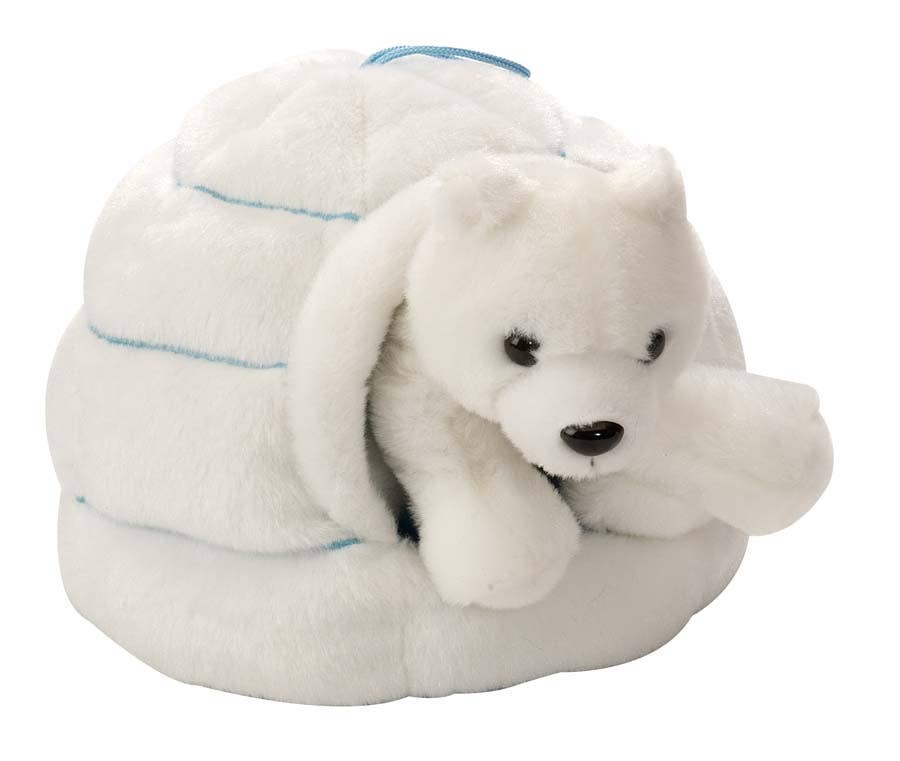 Plush Igloo Polar Bear Stuffed Animal 8"