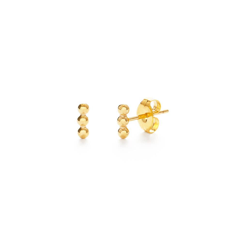 Tiny 3 ball Bar GF Stud Earrings