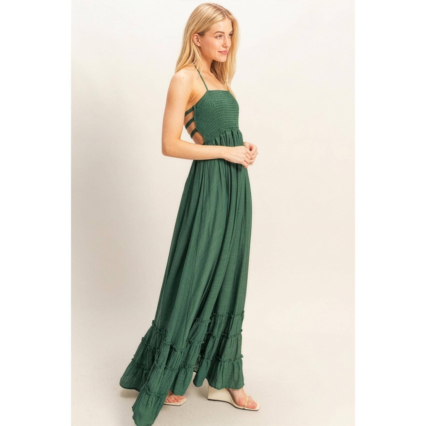 Smocked Maxi Dress - Hunter Green