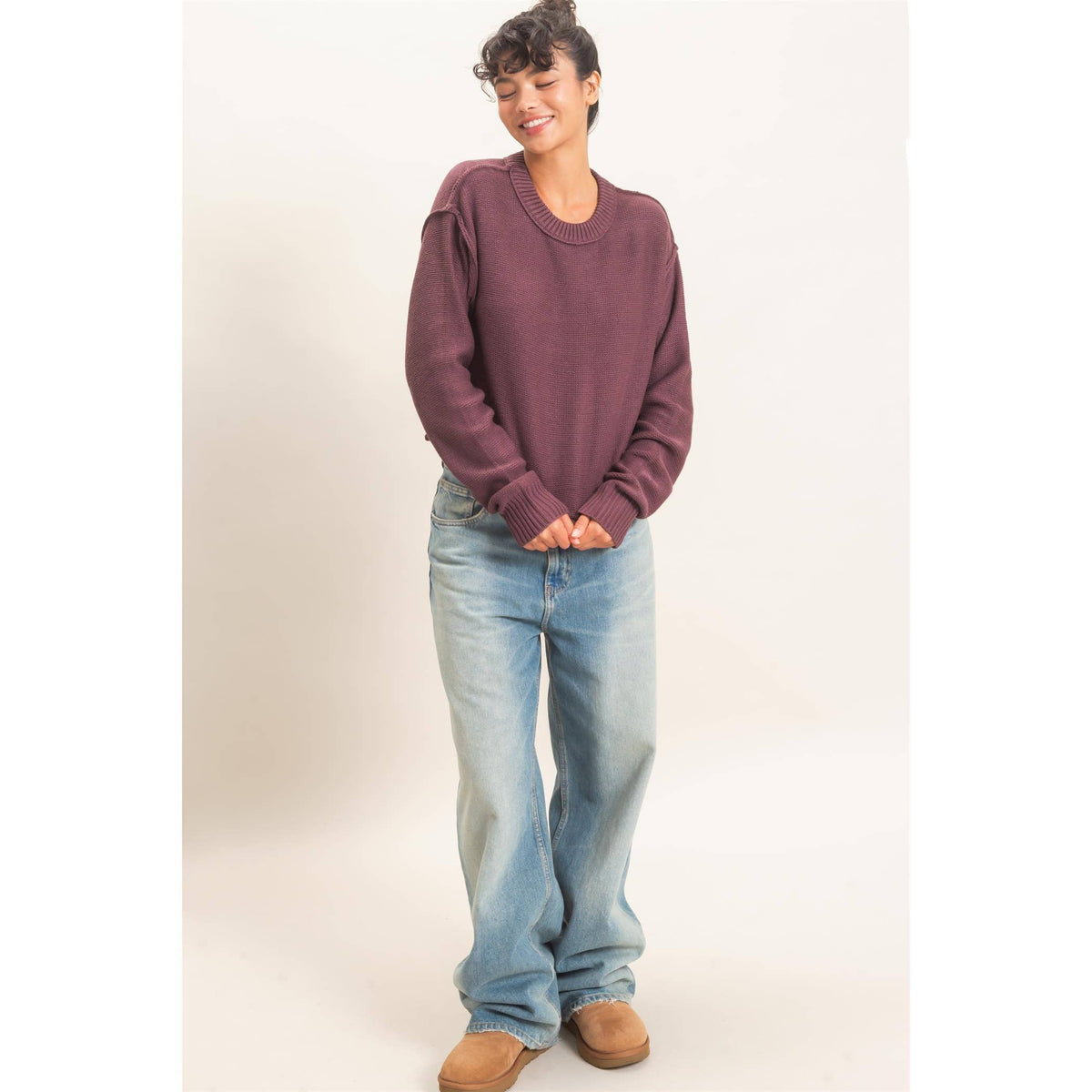 Seam Detail Oversized Sweater - Cocoa