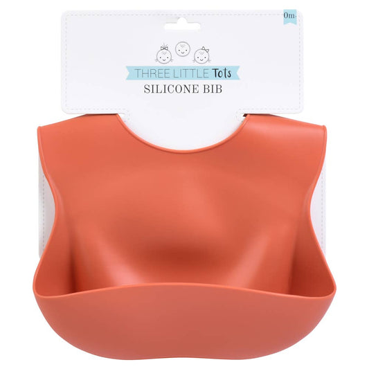 Terracotta Orange Silicone Bib with Crumb Catcher