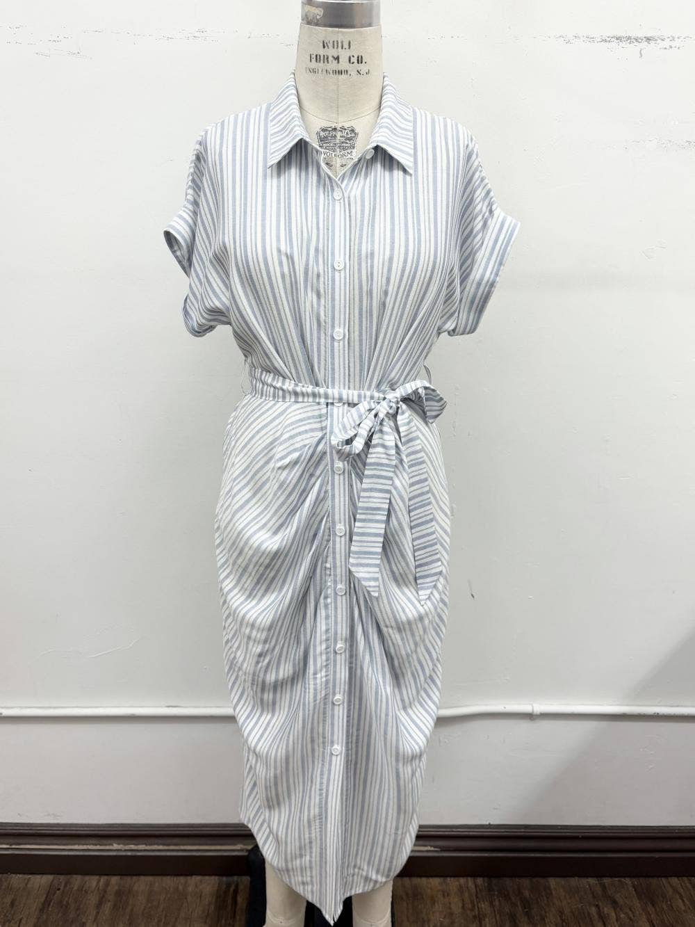 Striped Button-Down Shirt Dress