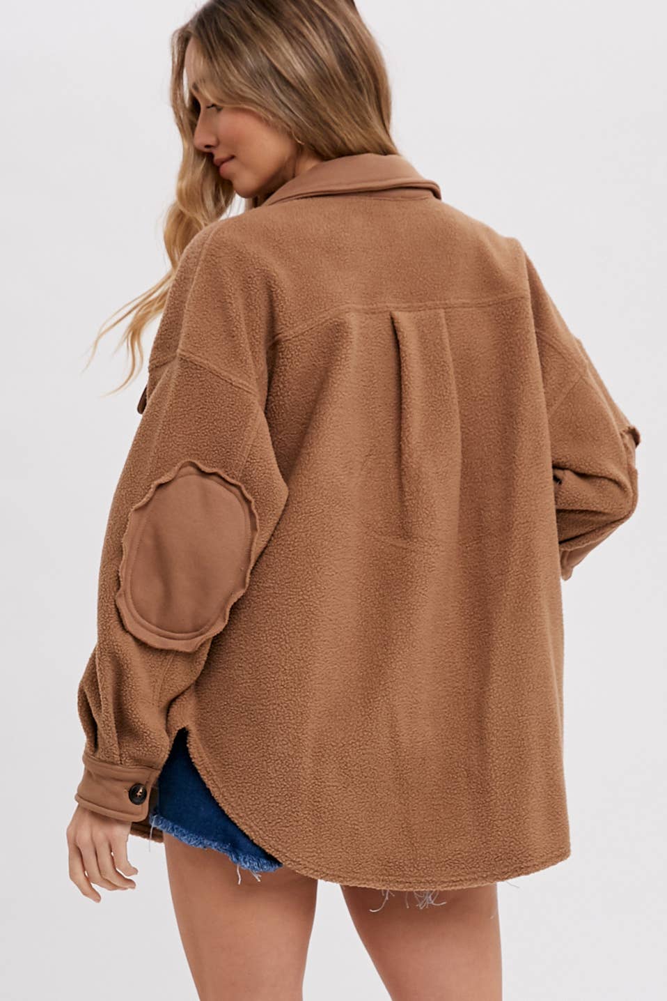 Button Front Fleece Jacket - Latte